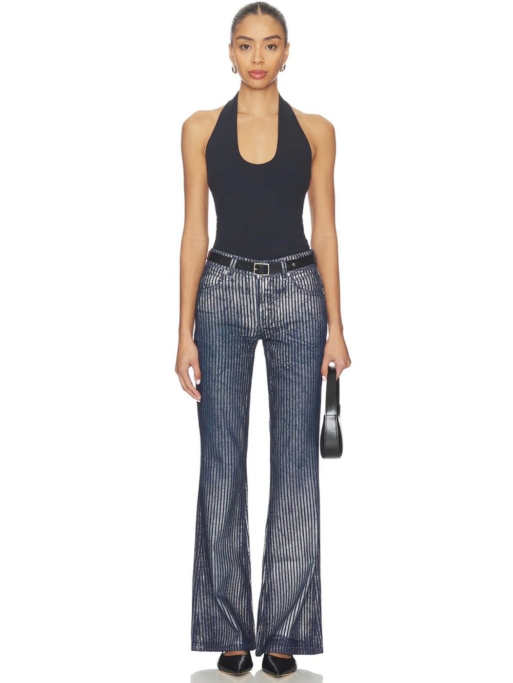 Pinstriped Metallic Jeans